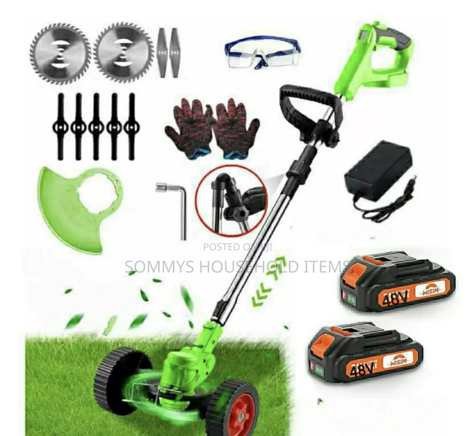 High Quality Grass/Mower Cutter Wit 2 Rechargeable Batteries And Tyre