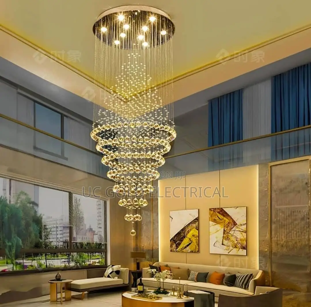 Modern Luxury Led Crystal Chandelier Lamp Stair Lights Droplight