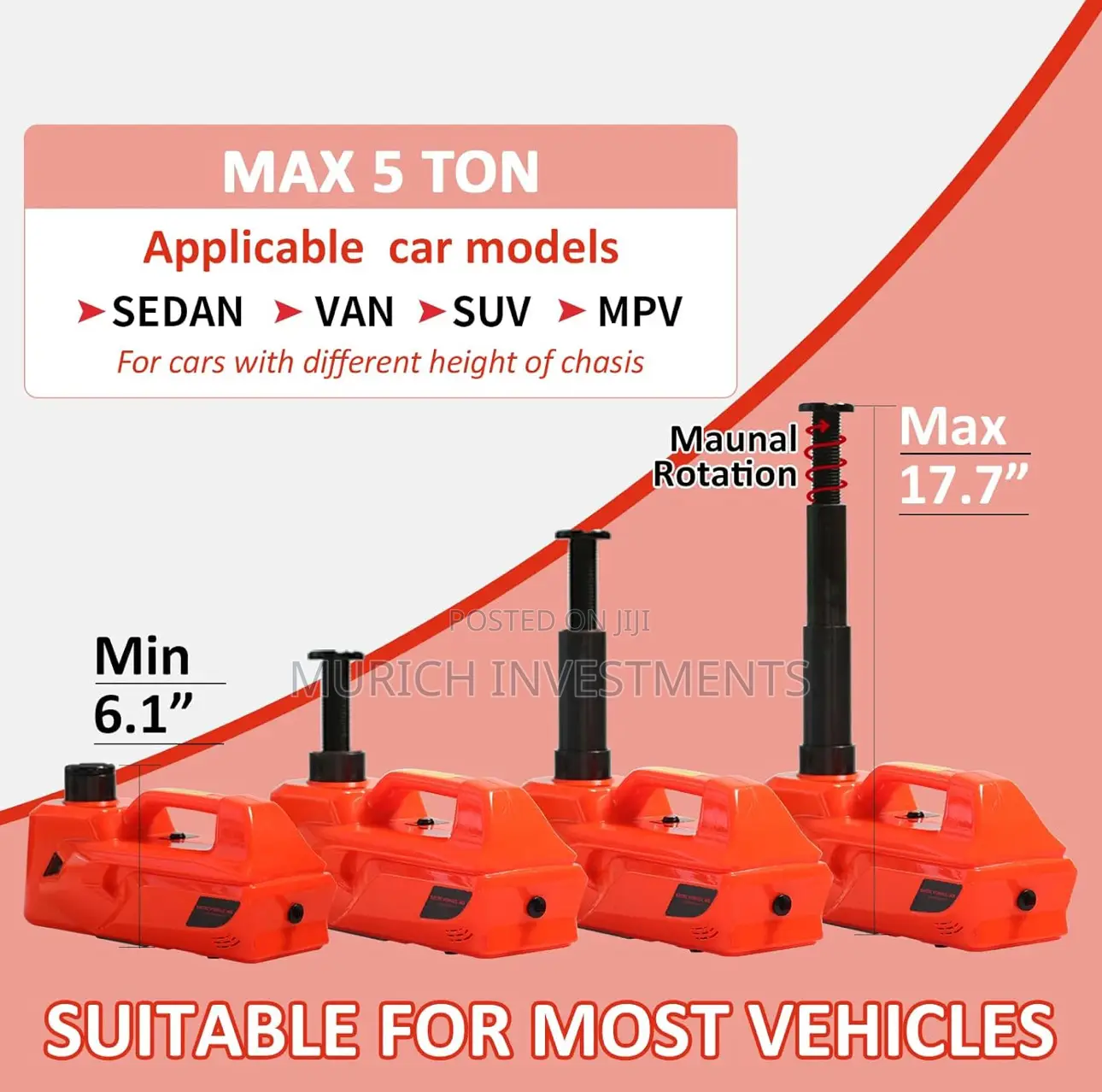 Automatic 5t Electric Car Jack + Wrench Led- Roadside Emergency Tool