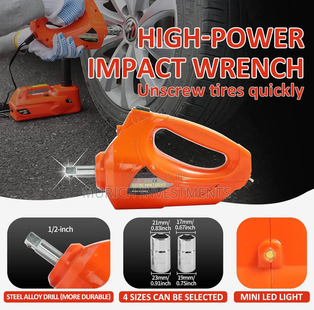 Automatic 5t Electric Car Jack + Wrench Led- Roadside Emergency Tool
