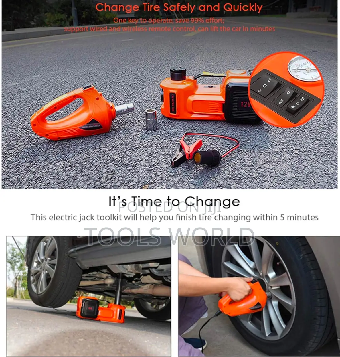 Multi-Function Electric Car Jack Kit – Change Strong Tires Fast Safe