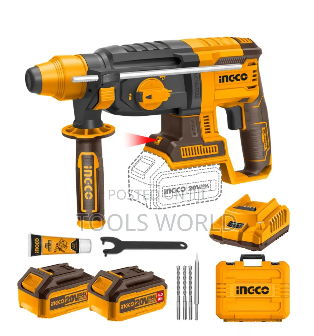 Ingco 26mm (1”) Cordless Rotary Hammer Crhli202287 – Now ₦170,000