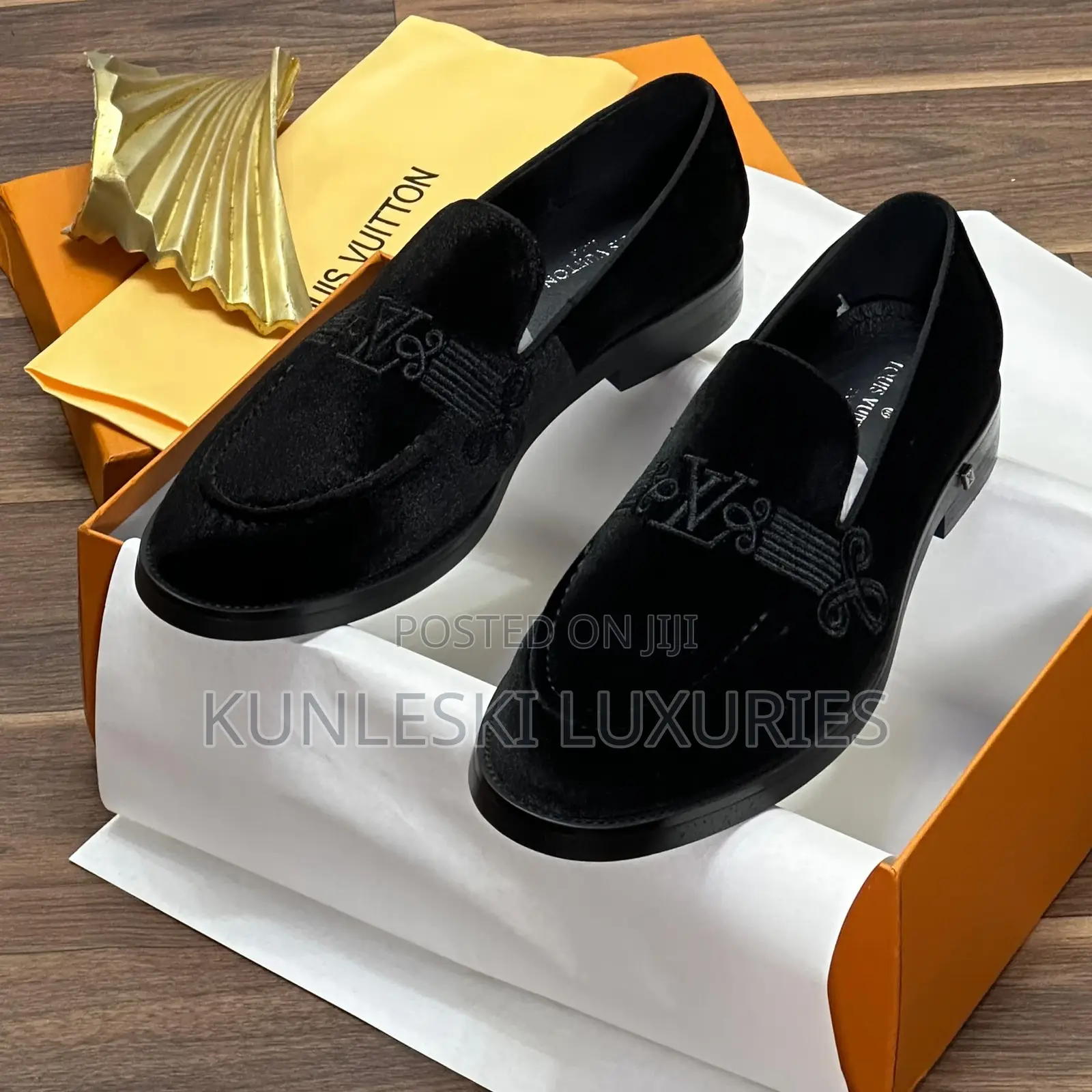 Original Louis Vuitton Leather Velvet Loafers Shoes