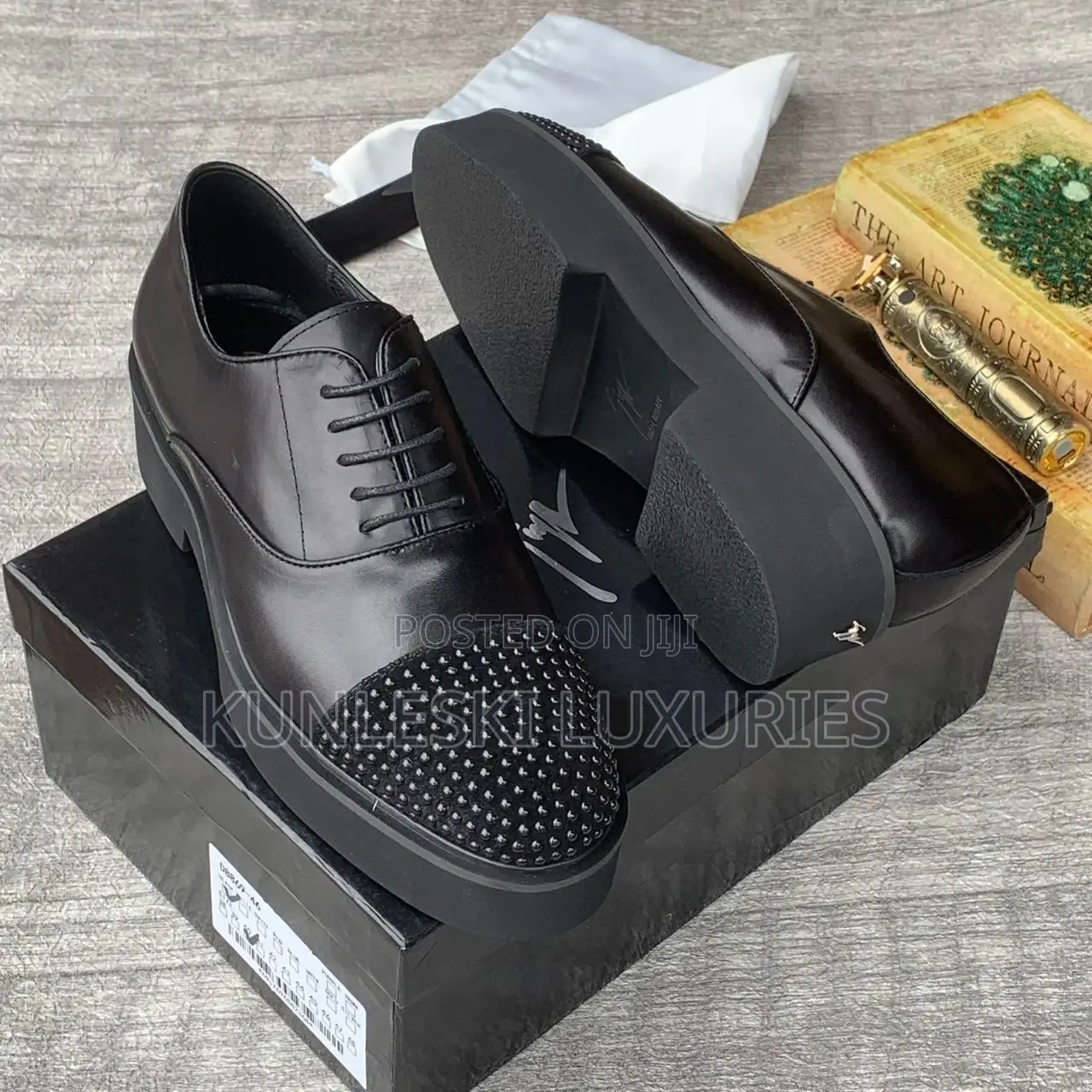 Original Zanotti Black Lace Up Shoes for Men