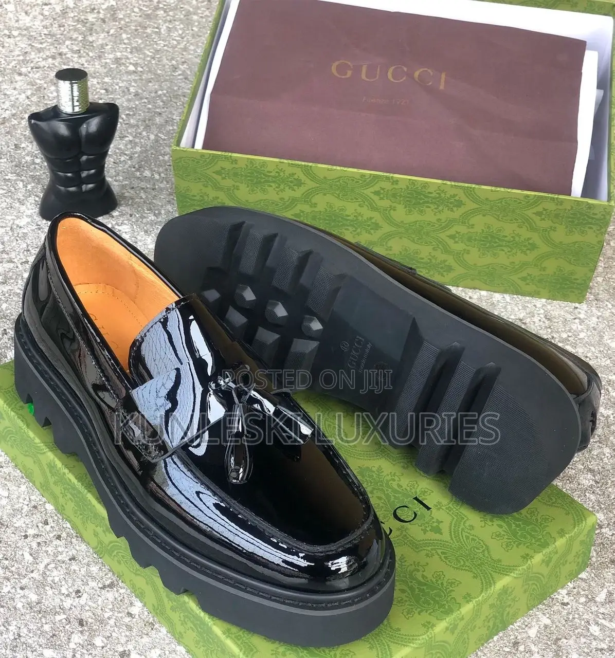 Original Gucci Patent Leather Black Shoes for Men