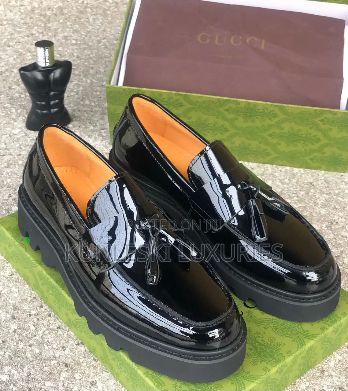 Original Gucci Patent Leather Black Shoes for Men