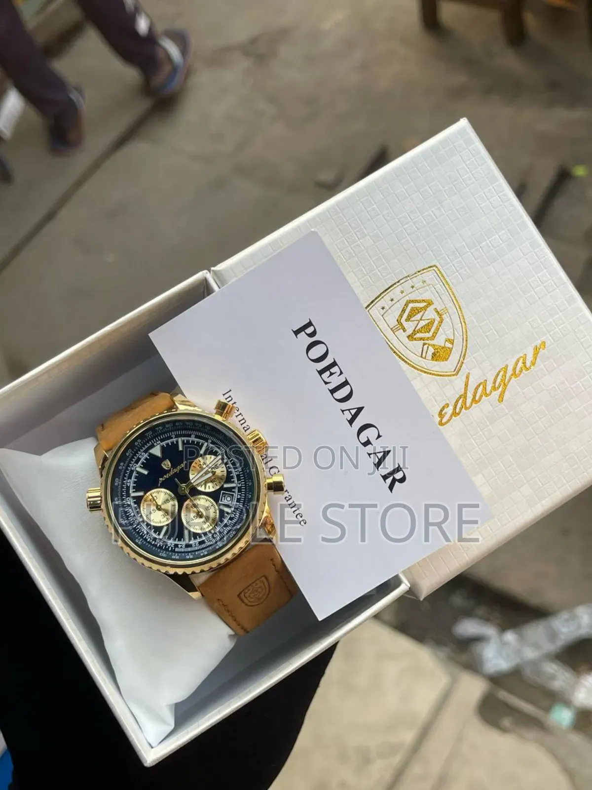 Poedagar Suede Leather Chronograph Wristwatch