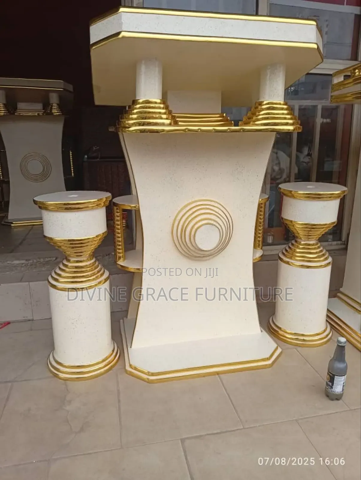 Modern Church Pulpit and 2 Flowers Vase
