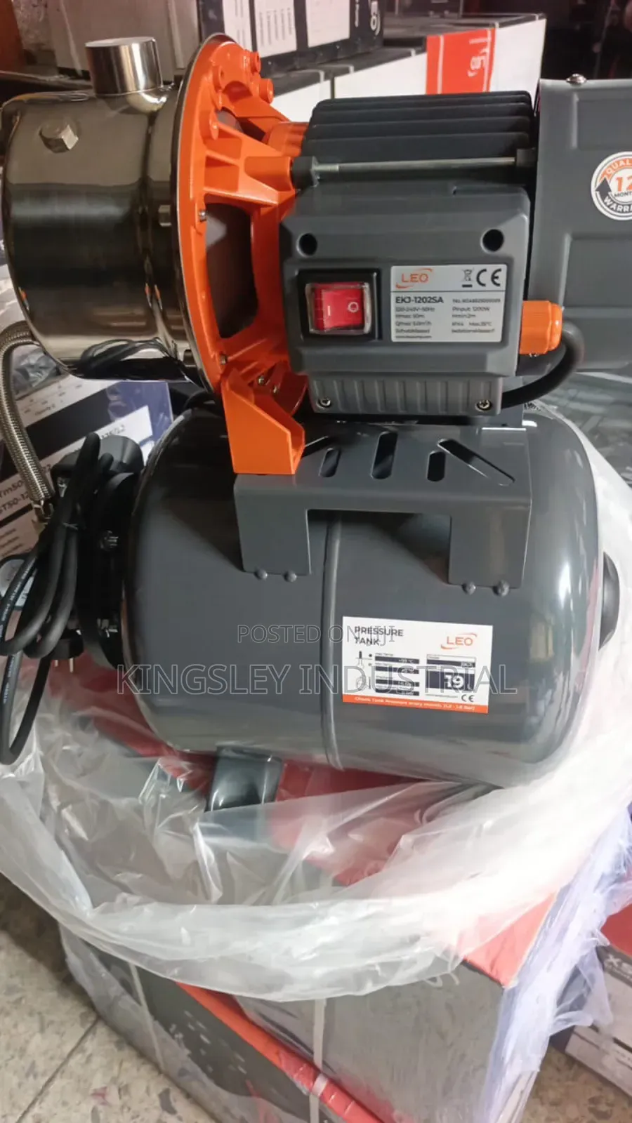 1200w/1.5hp Pressure Surface Water Pump With Pressure Tank Leo 2yrs W