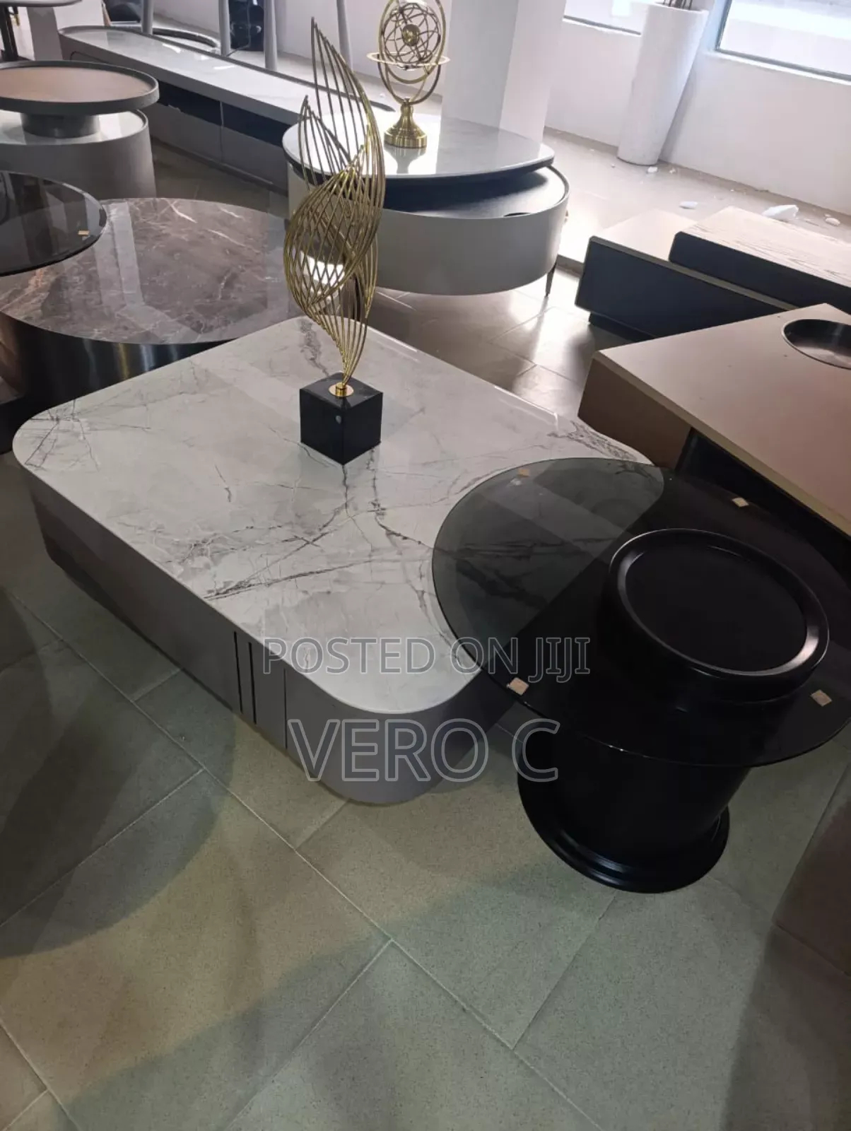 Quality 2 in 1 Marble Centre Table and Stool