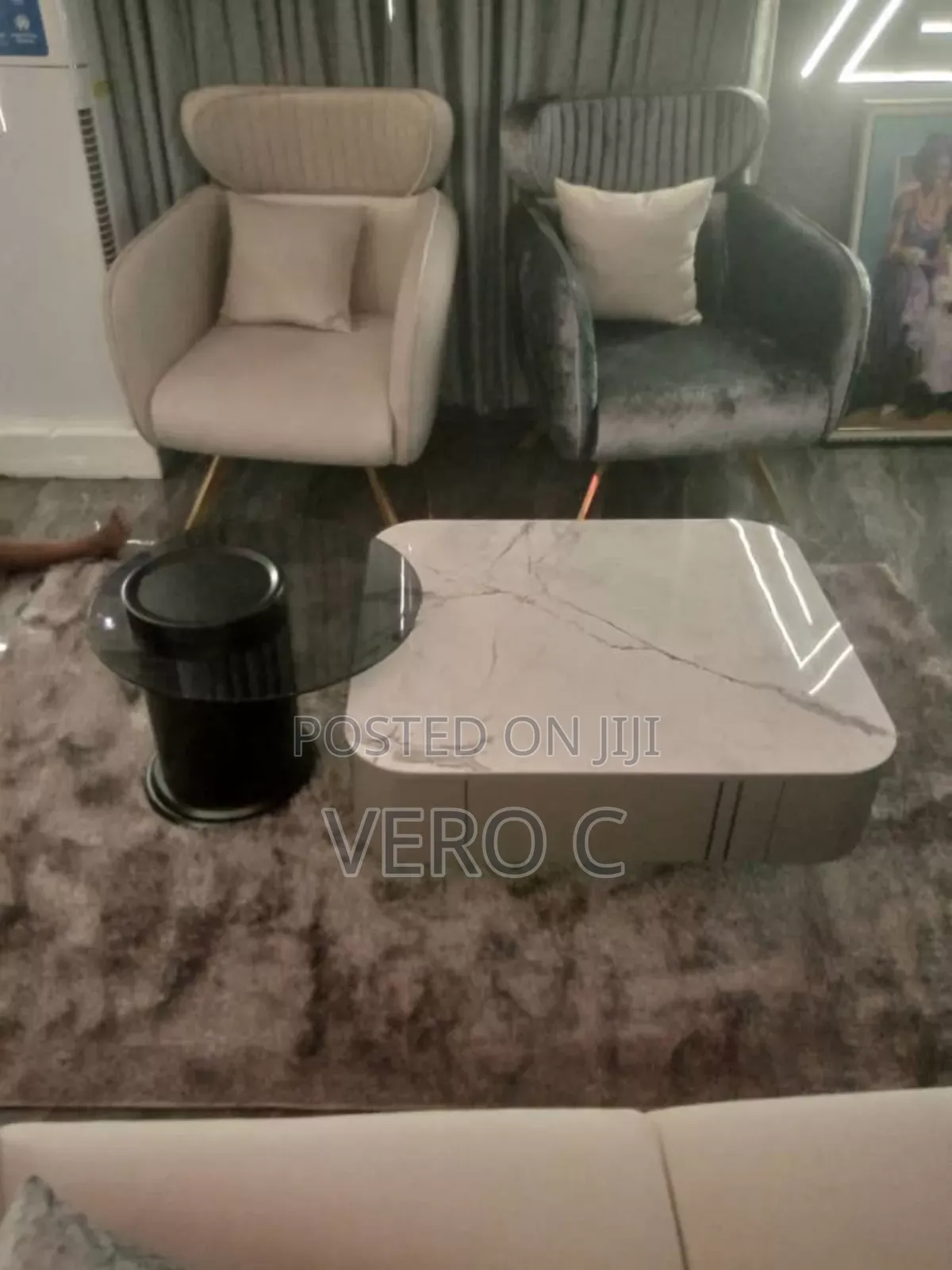 Quality 2 in 1 Marble Centre Table and Stool