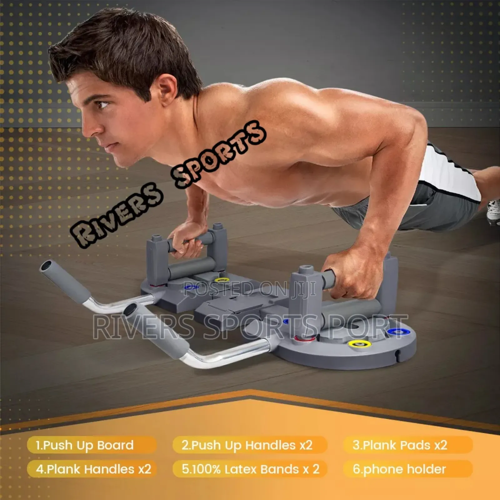 3in1 Pushup Boad With Counter, Band Phone Holder Push Up