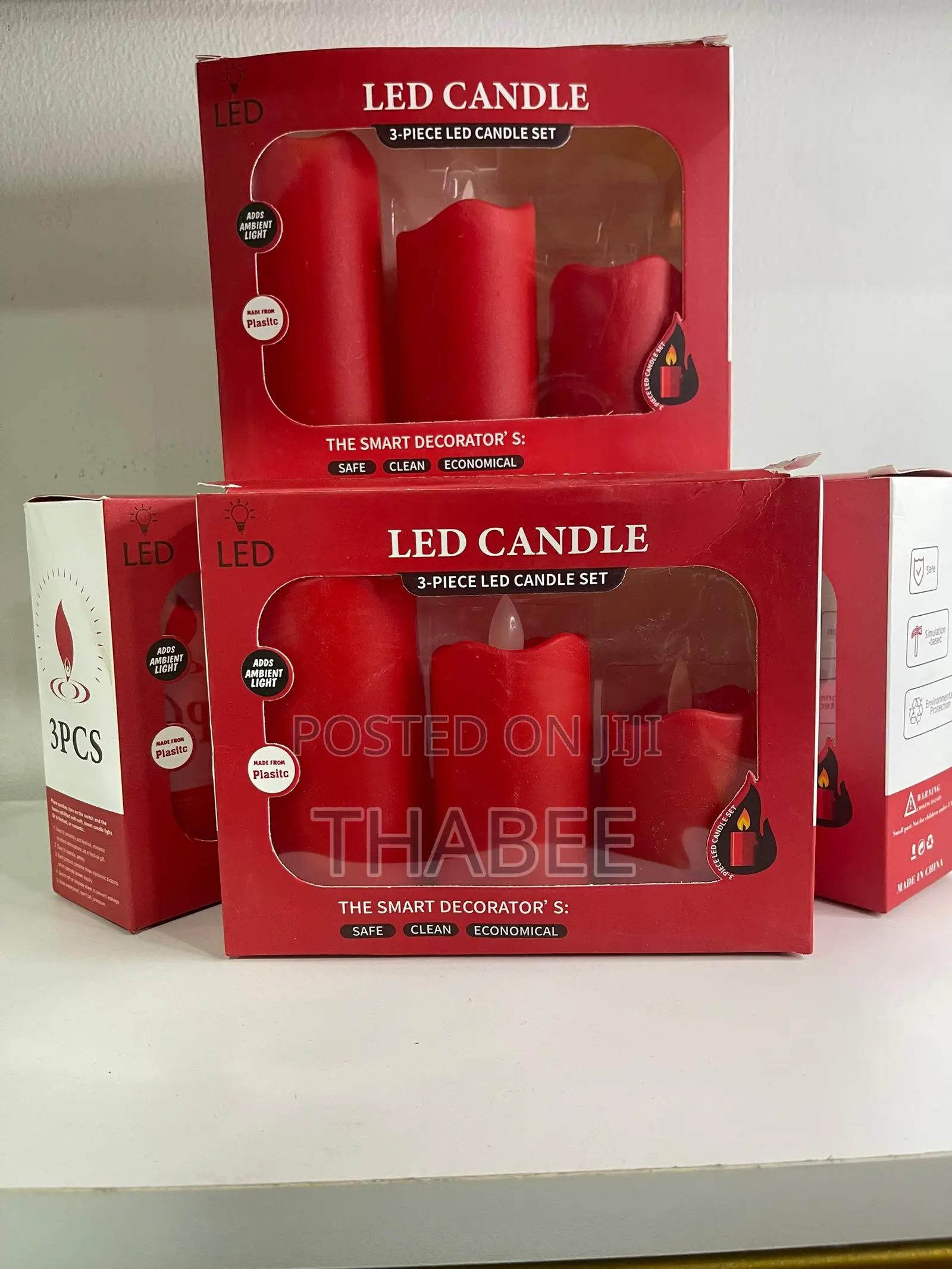 Red Led Candle 3size Set
