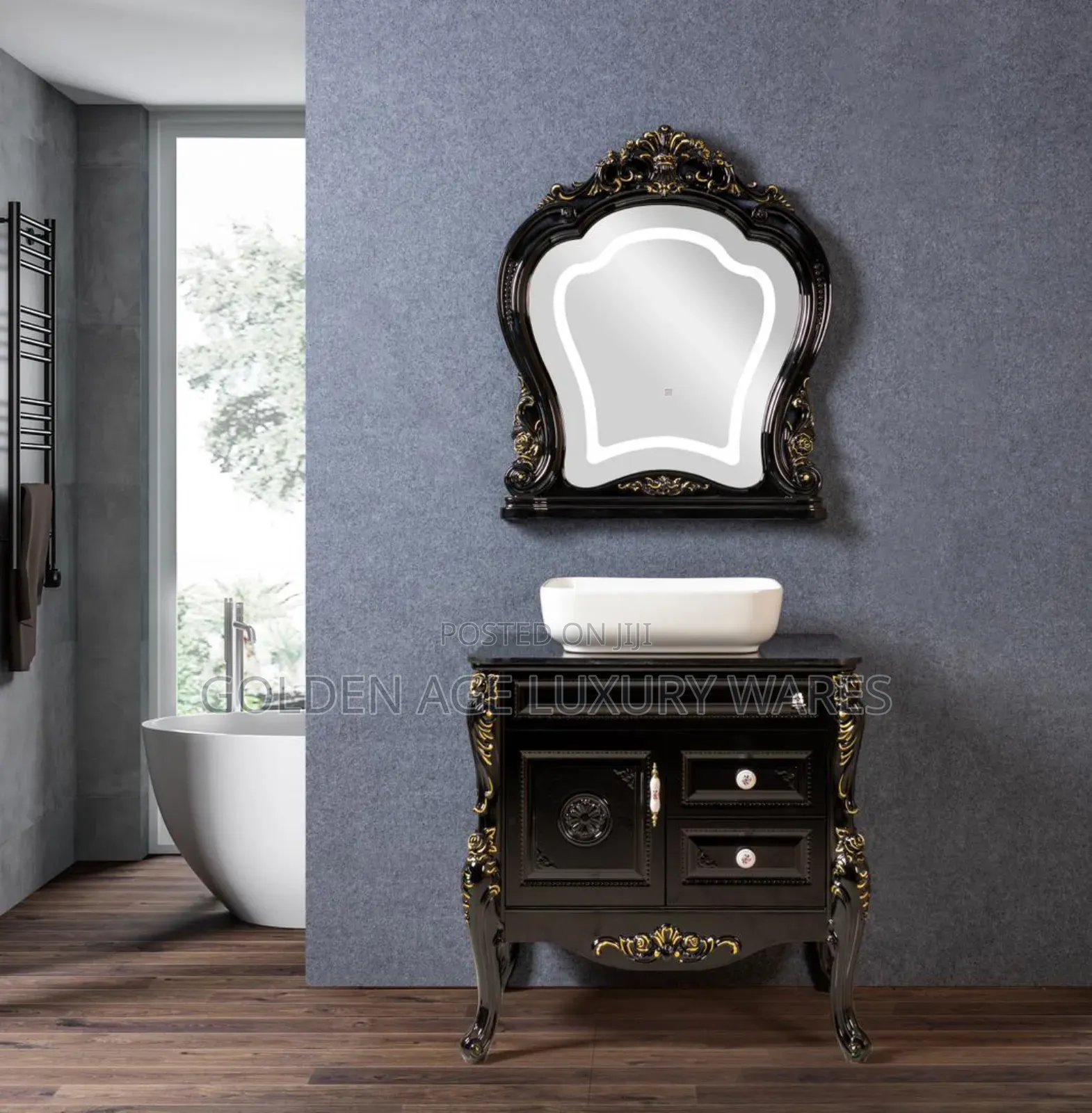 Luxury Royal Single Cabinet Basin Black and Gold
