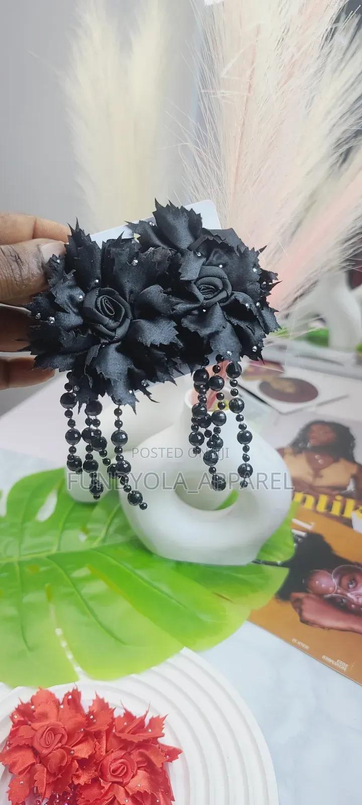 Statement Pearl Drop Flowery Earring