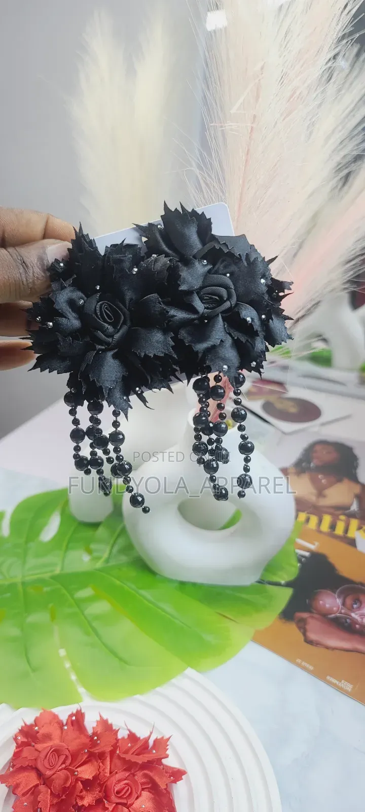 Statement Pearl Drop Flowery Earring