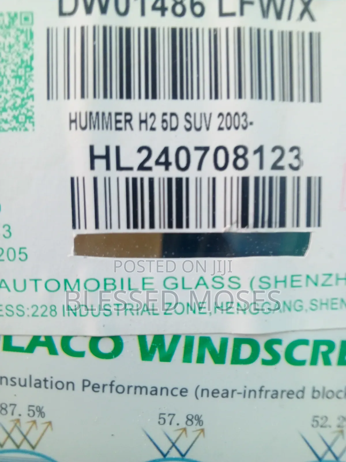 Hummer Jeep 2005 Front Windscreen