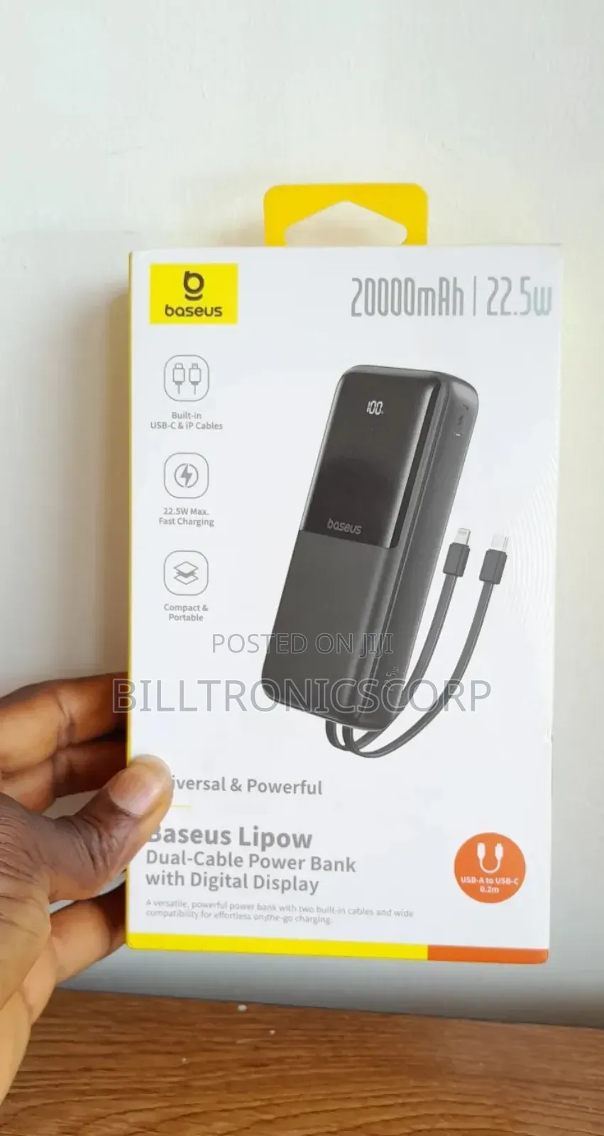 Baseus Lipow Dual Cable Power Bank With Digital Display