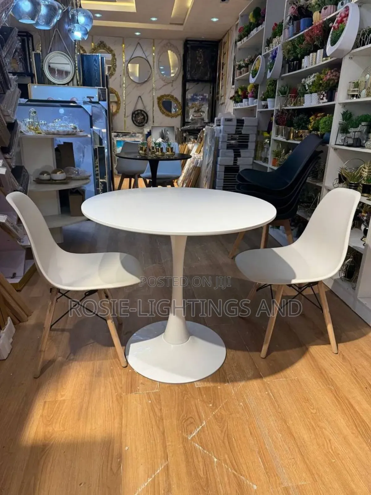 MDF Dinning Table and 2 Chairs(Pole Base)