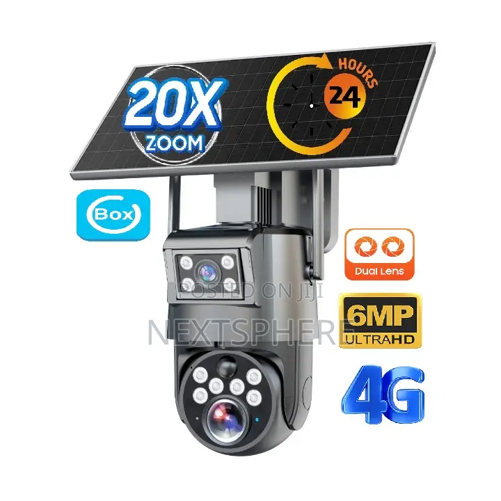 Dual Lens Solar 4g PTZ Camera, Auto Tracking, 20x Zoom , Ubox App