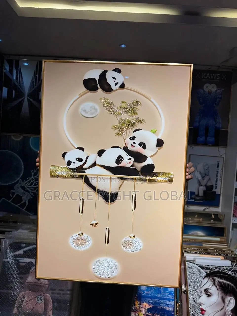 60x90cm Wall Art Crystal Stone Decor