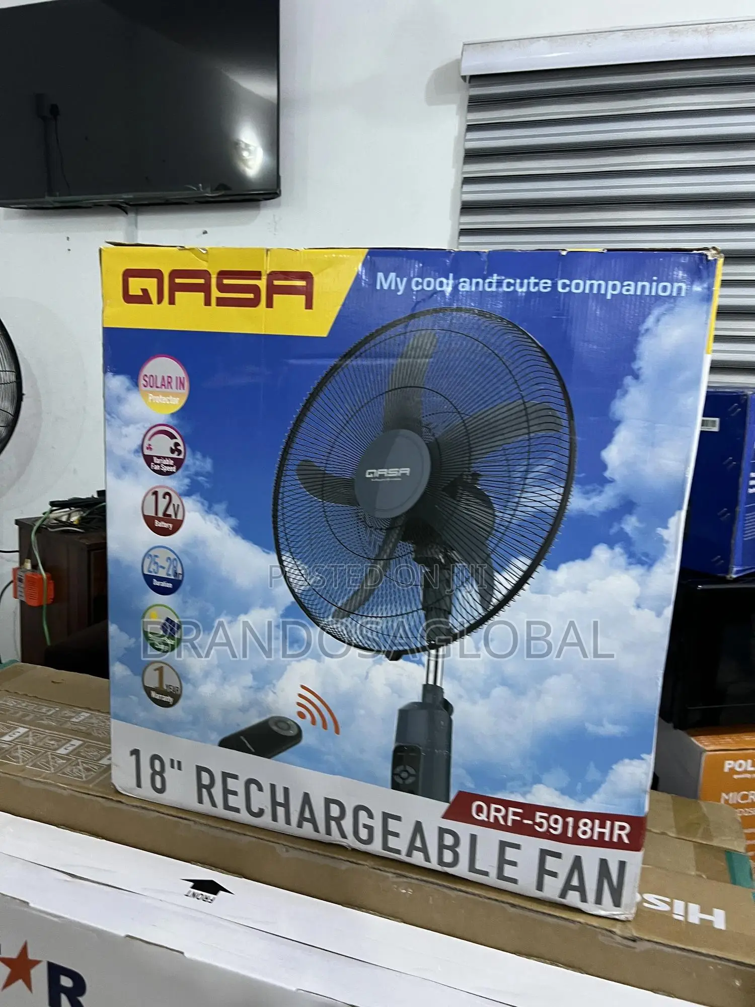 Qasa Standing Fan With Rechargeable Battery