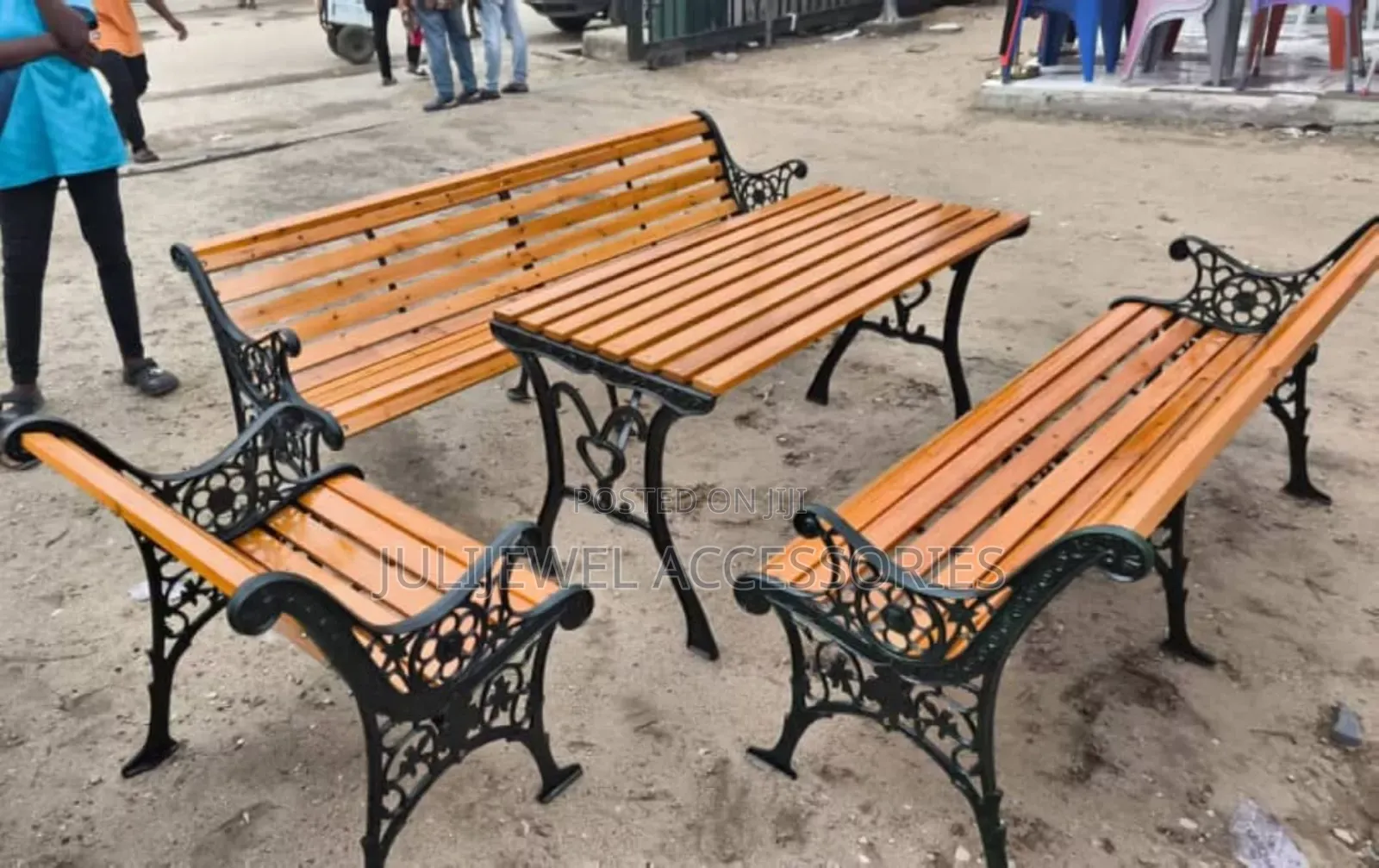Outdoor Wrought Iron Bench Chair of 9