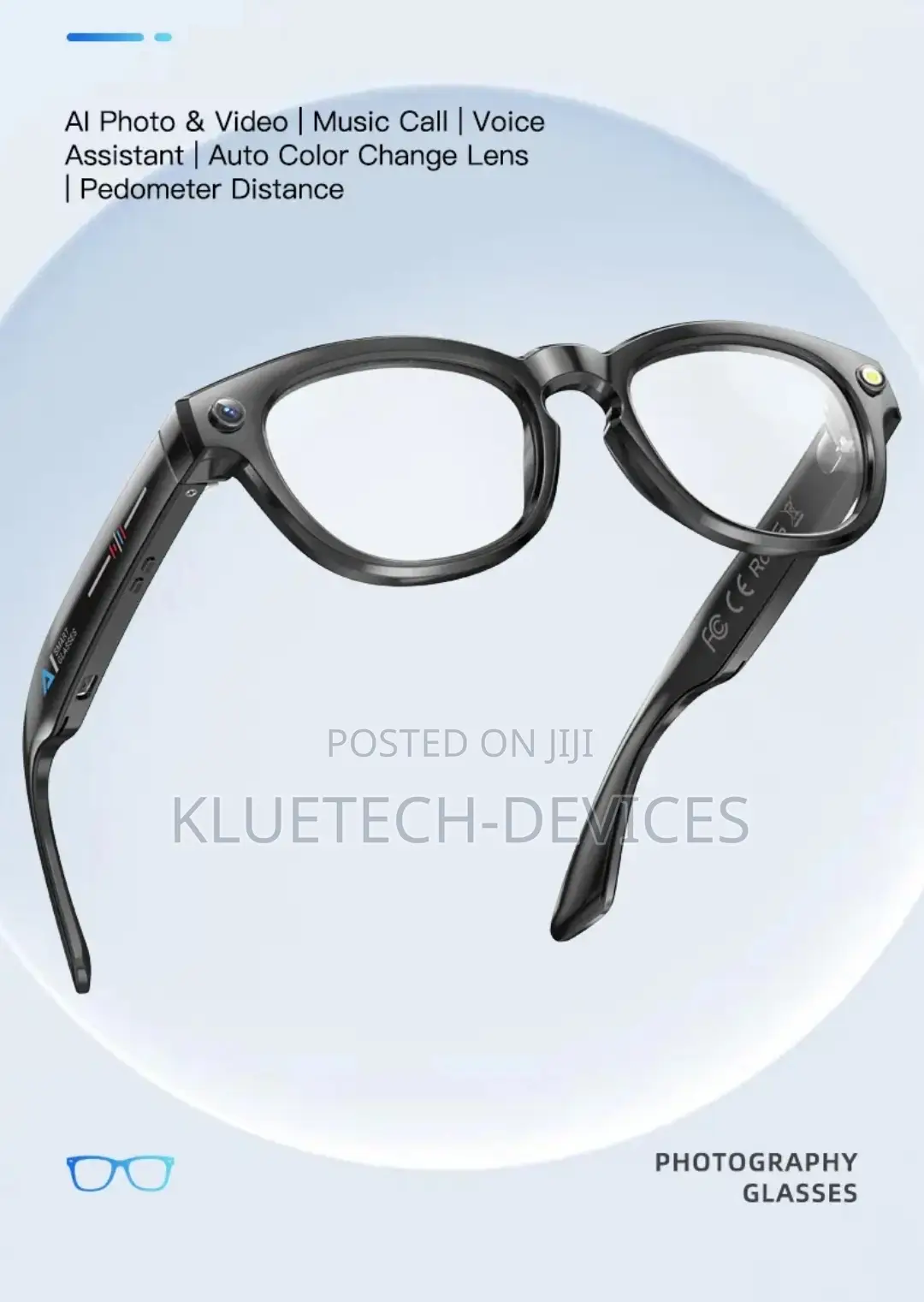 Gs380 Smart Glasses With Camera Flashlight Take Photo Video Recording