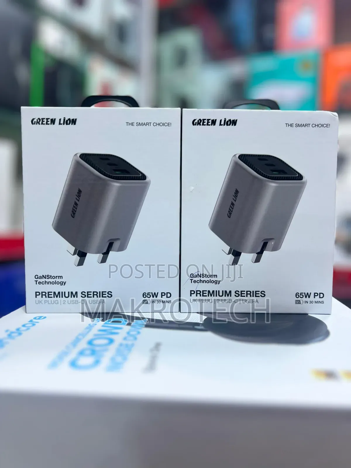 Green Lion Premium Series Foldable Wall Charger Uk Plug Pd 65w - Gray