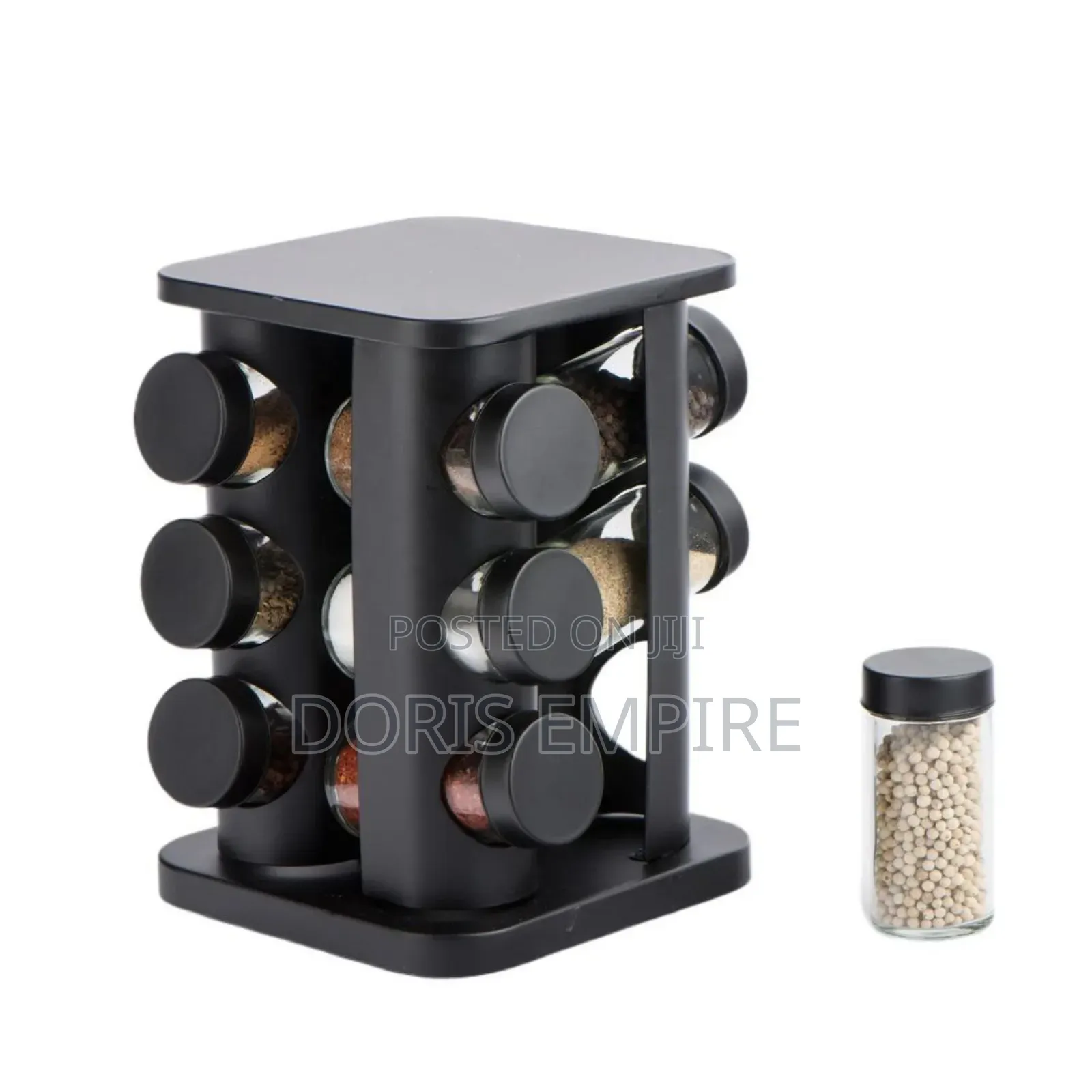 12 Jars Rotating Spice Rack Organizer Square Shape.