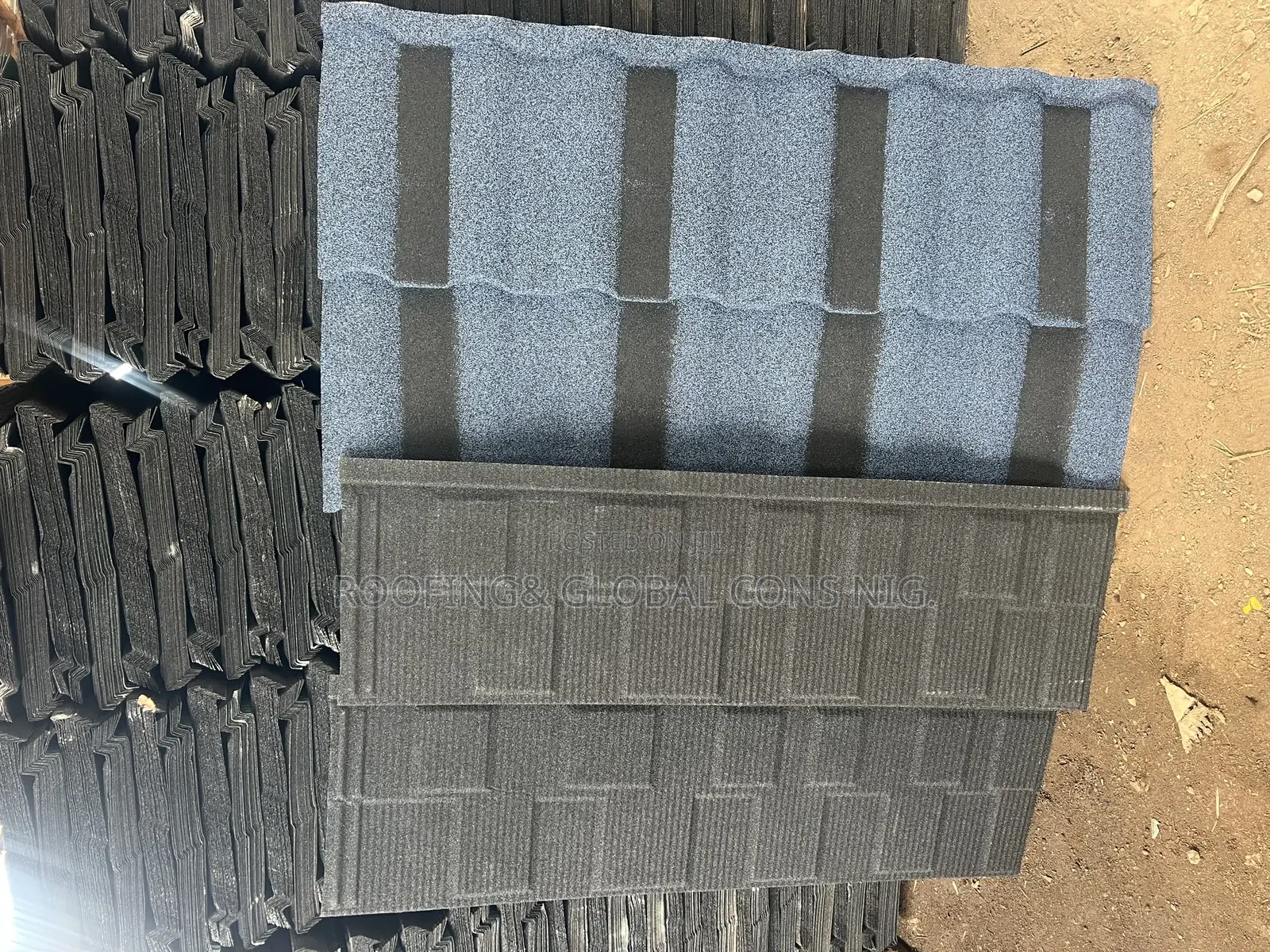 Stome Coated Roofing Tiles Blue and Black Design