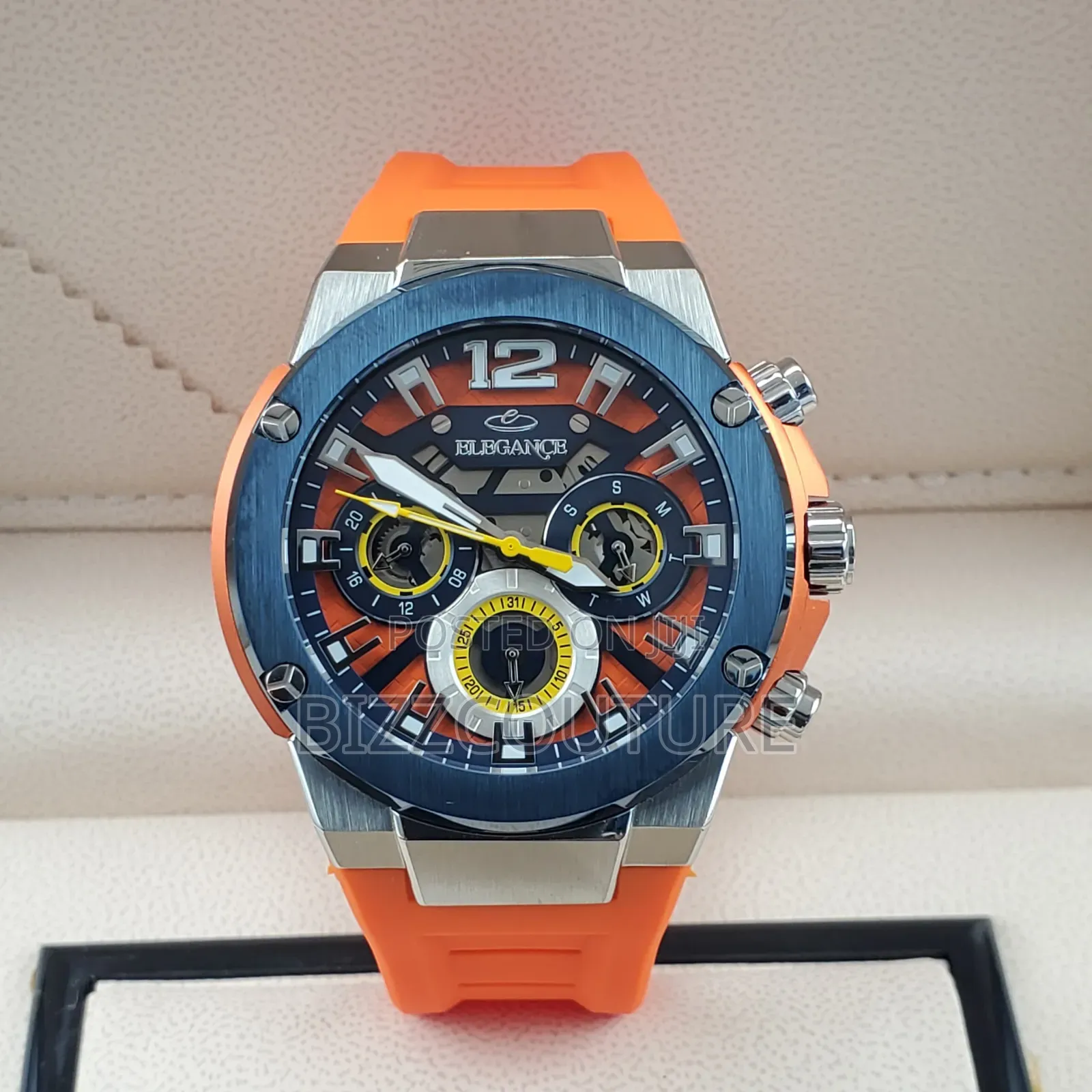 Original Elegance Orange Rubber, Chronograph, Mechanical Watch