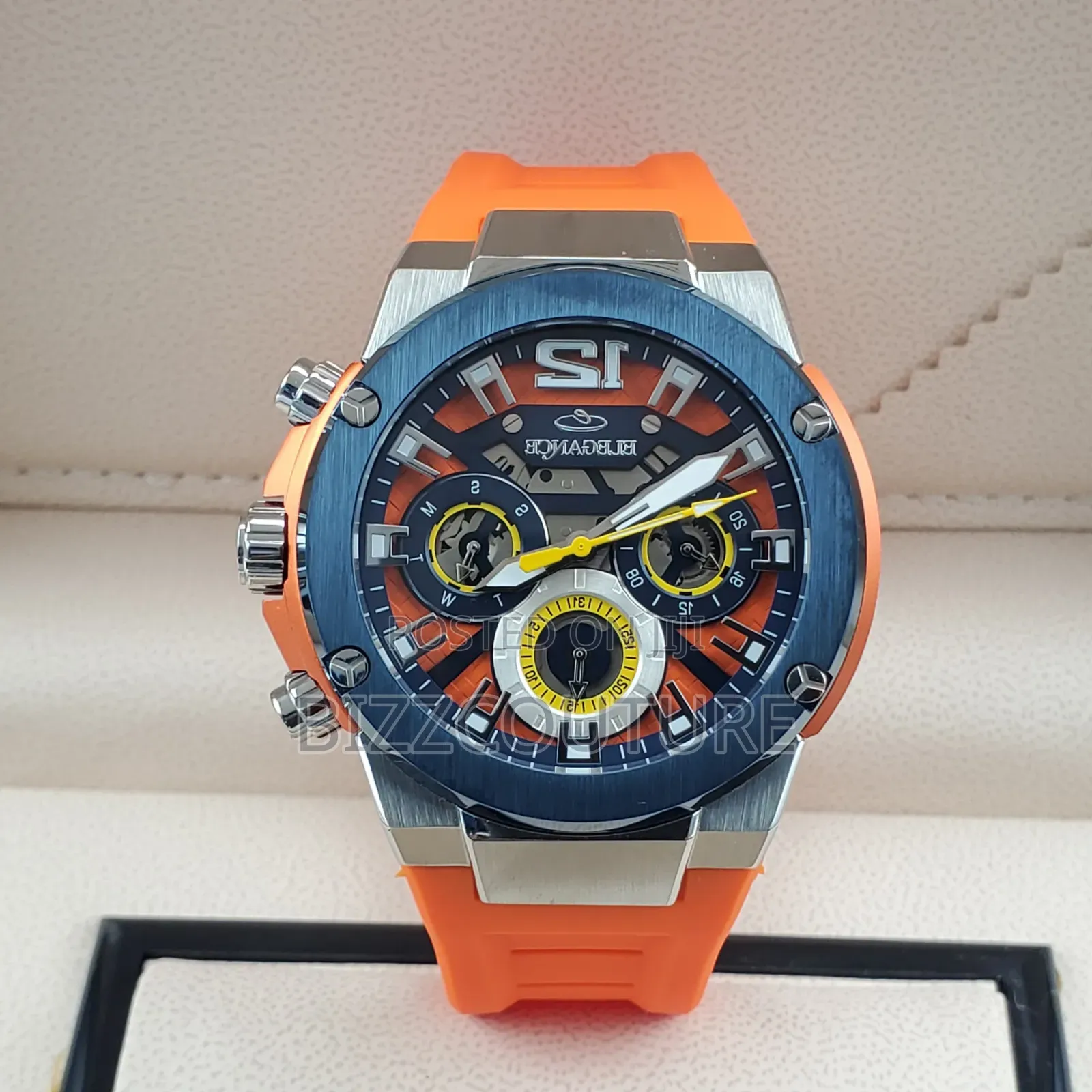 Original Elegance Orange Rubber, Chronograph, Mechanical Watch