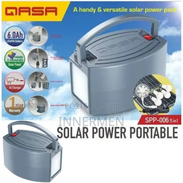 Qasa 12-Inch Ac/Dc Solar Table Fan Power Portable 12.8v Battery+20w