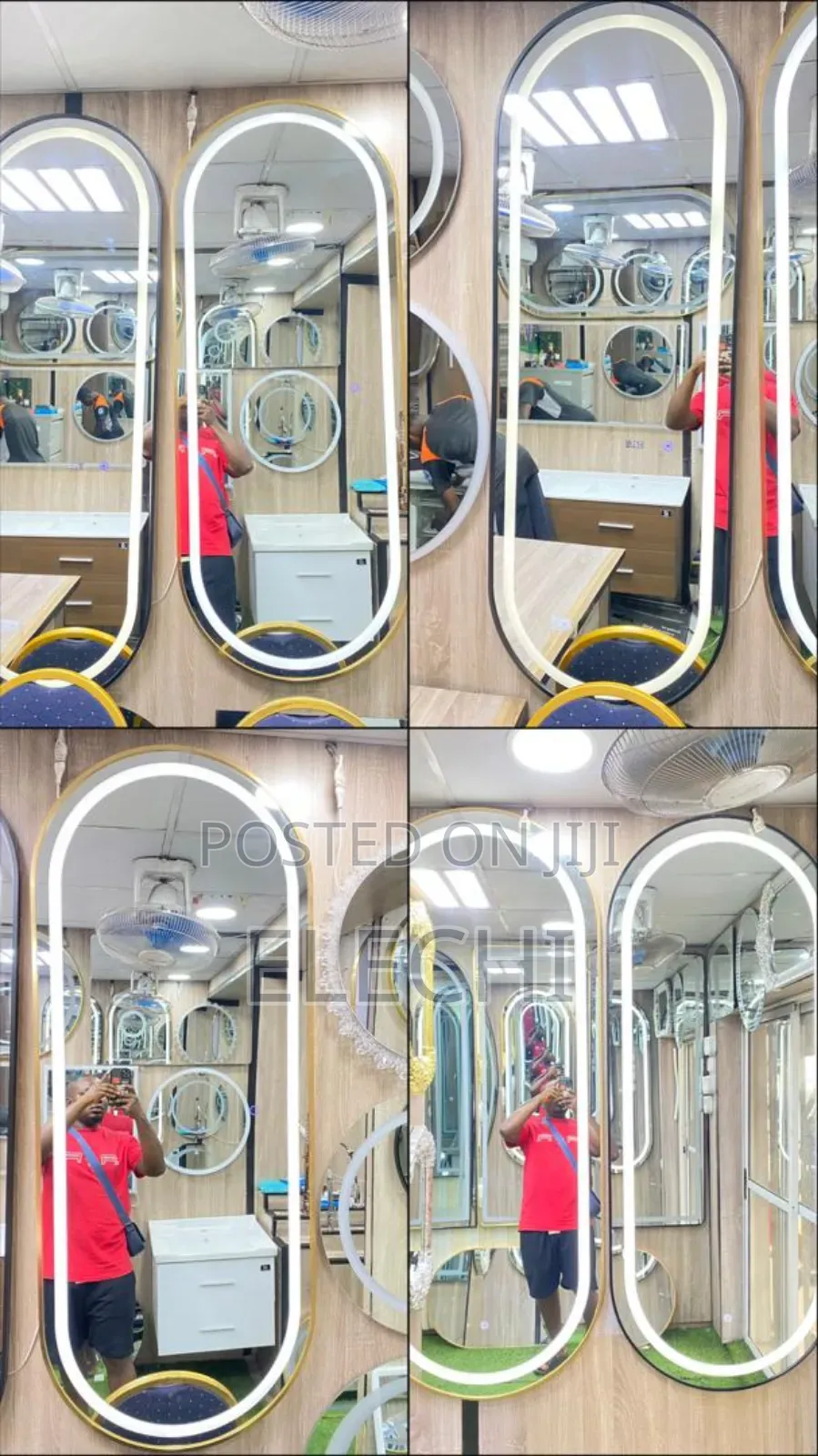 150/55cm Gold/Black Frame Led Mirror
