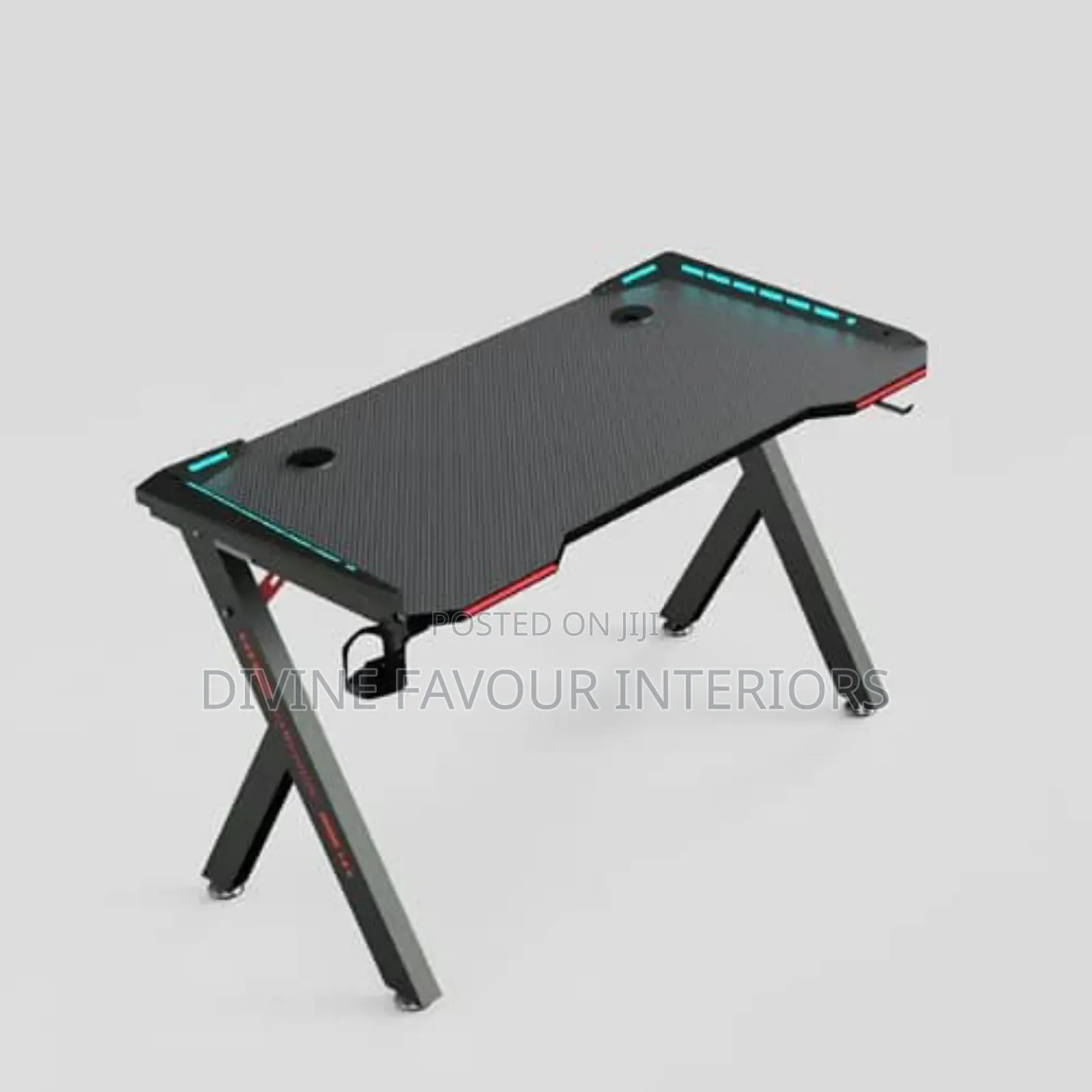 Office Table With Led Lights - Black
