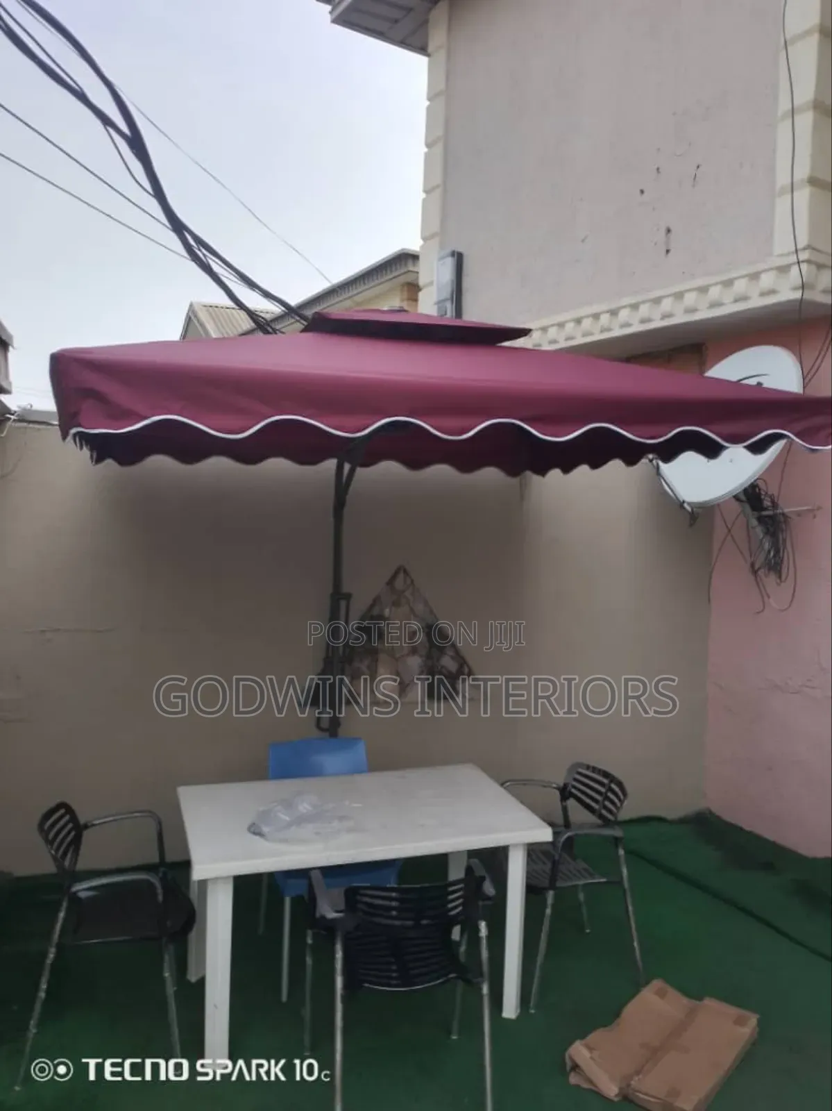 Garden Umbrella Cantilever Support With Marble Base- Wine