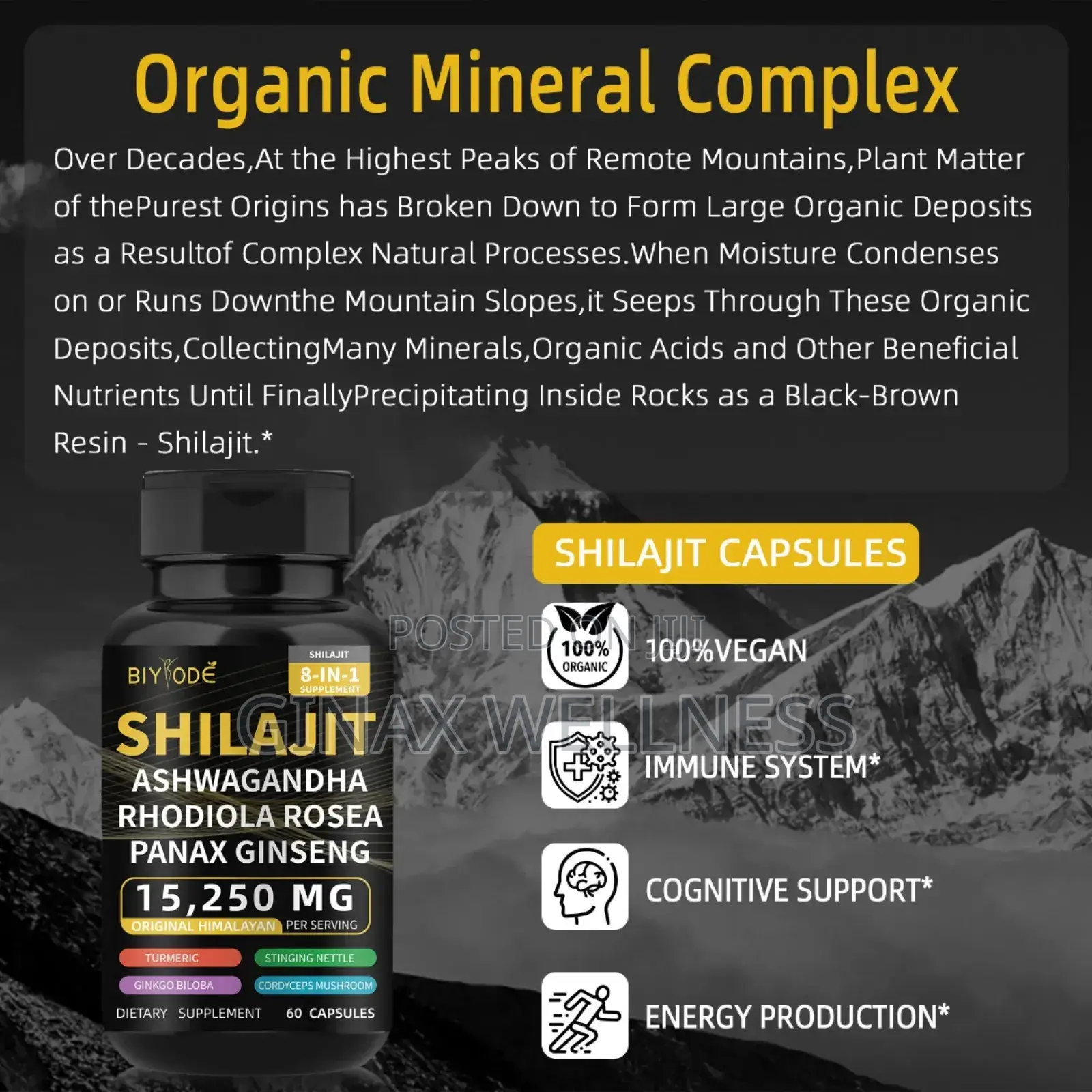 Biyode 8-in-1 Shilajit Blend Capsules (15,250mg)