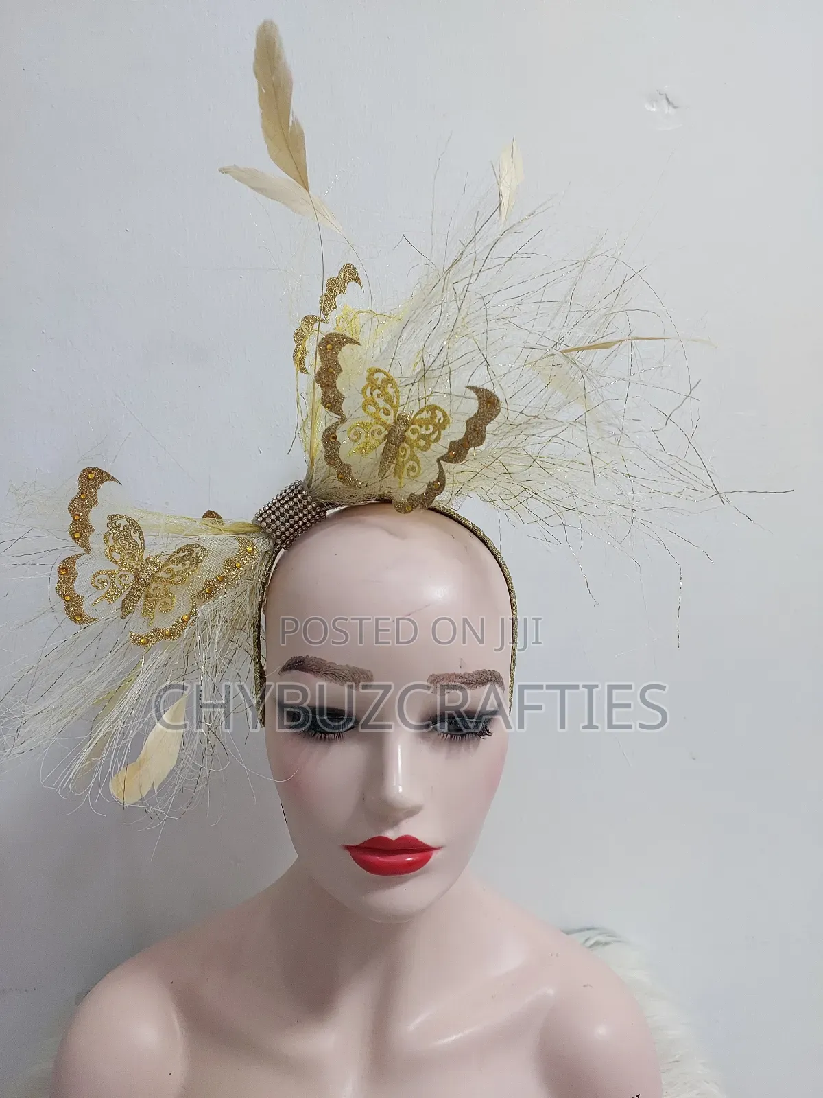 Gold Crinoline Butterfly Facinator