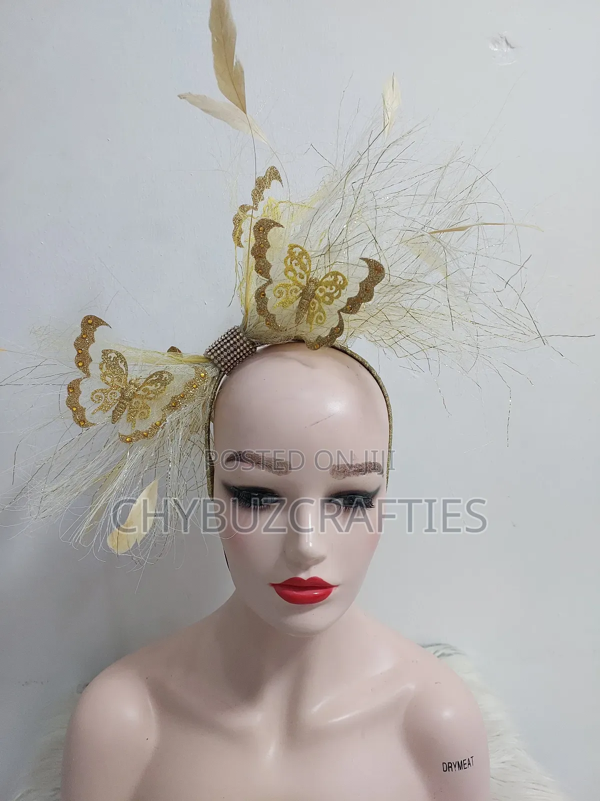 Gold Crinoline Butterfly Facinator