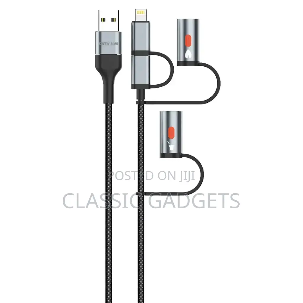 Green Lion 6 in 1 Cable With 2 Mode Flashlight / Pd 60w - Black