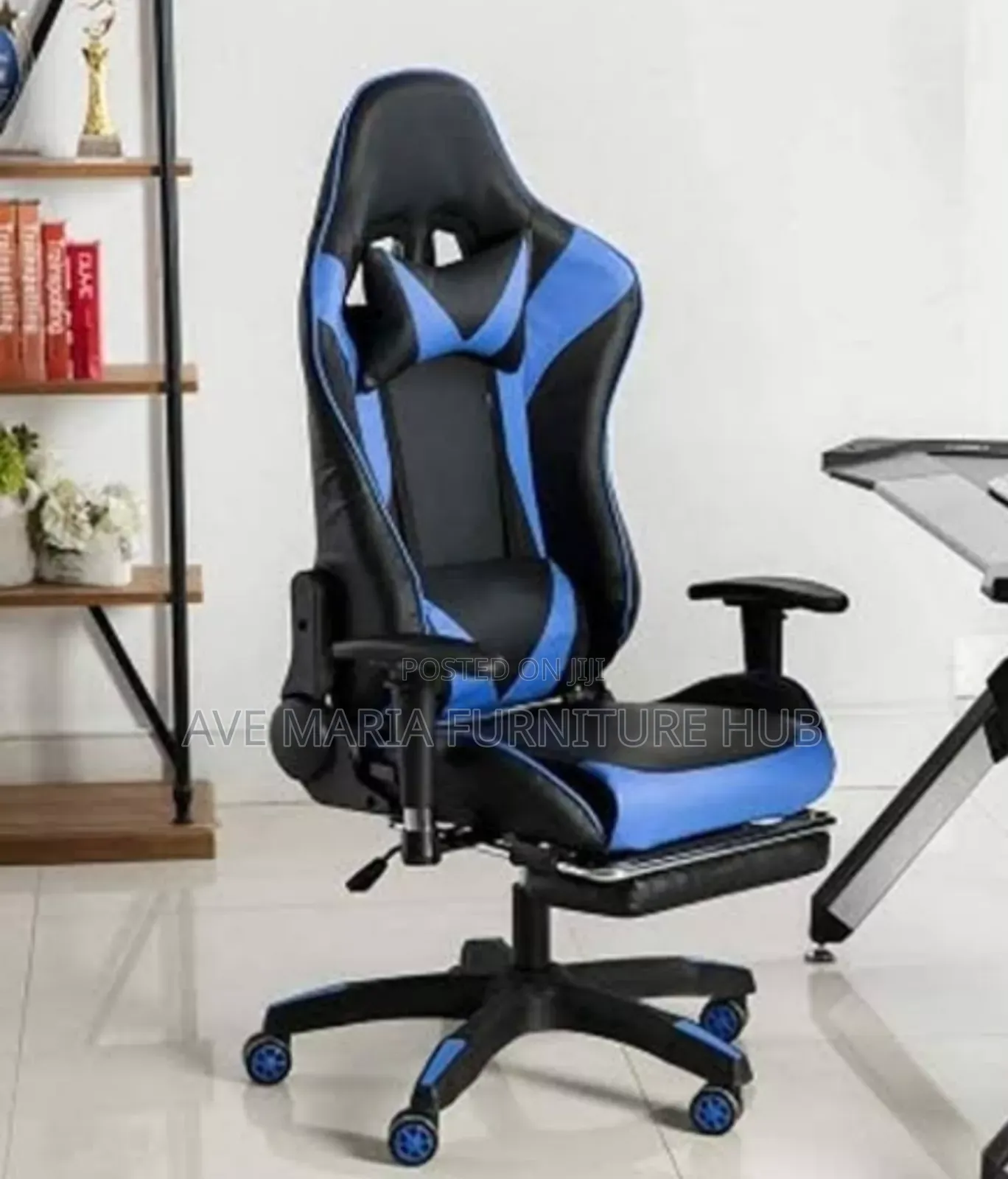 High Back Executive Gaming Chair With Adjustable Footrest.