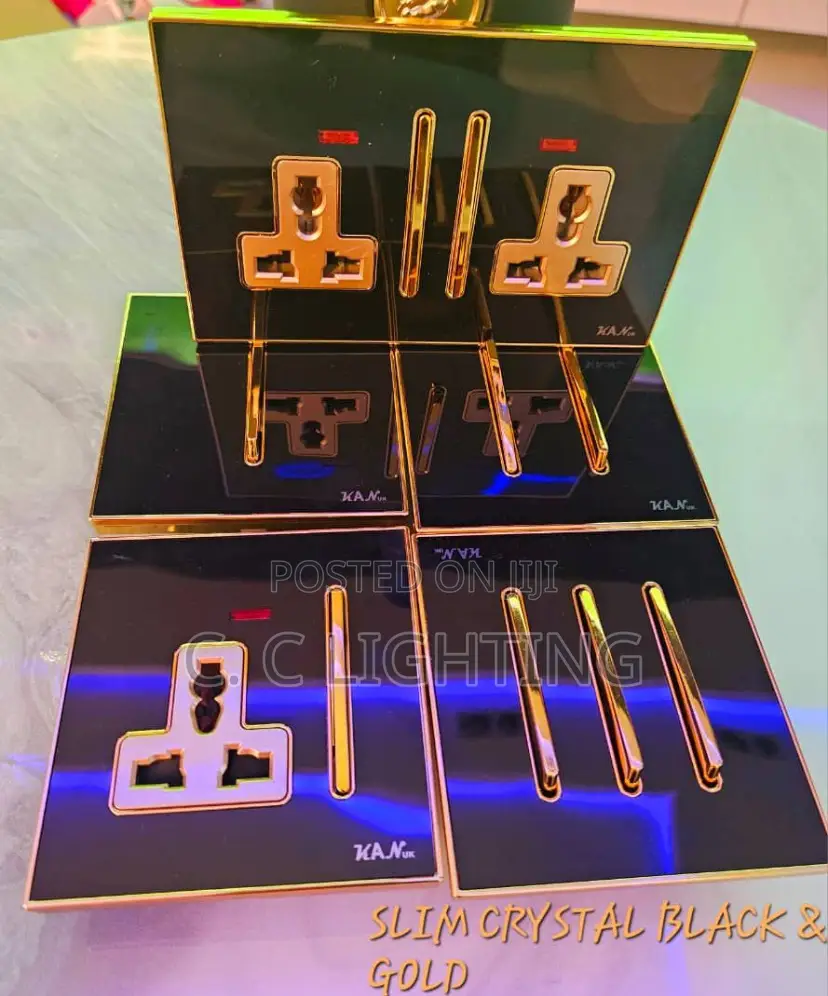 Slim Crystal Switches and Socket Gold and Black
