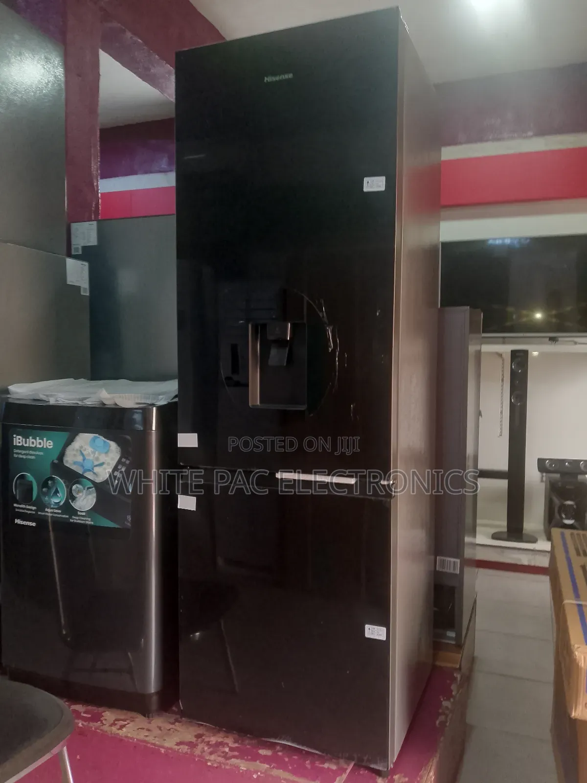 New Hisense ( Black Mirror Glass ) 350 Litre Double Door > Dispenser