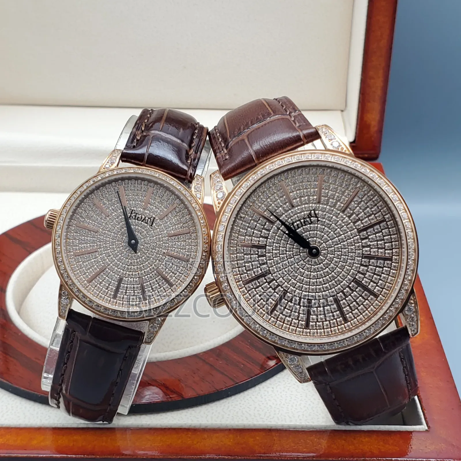 Original Piaget Unisex Iced Brown Genuine Leather Strap Watch