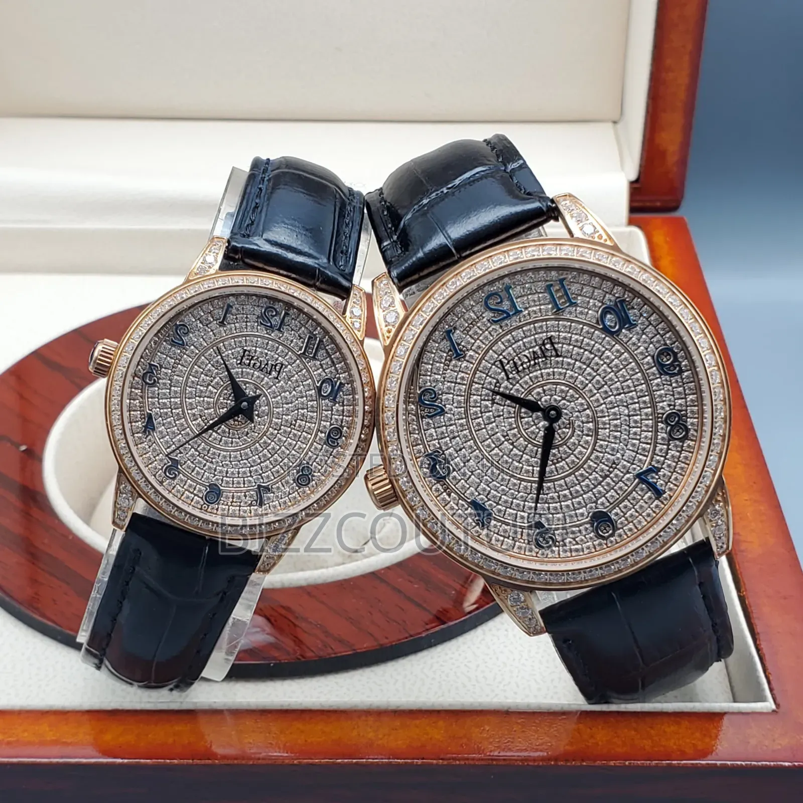 Original Piaget Unisex Quartz Black Genuine Leather Watch