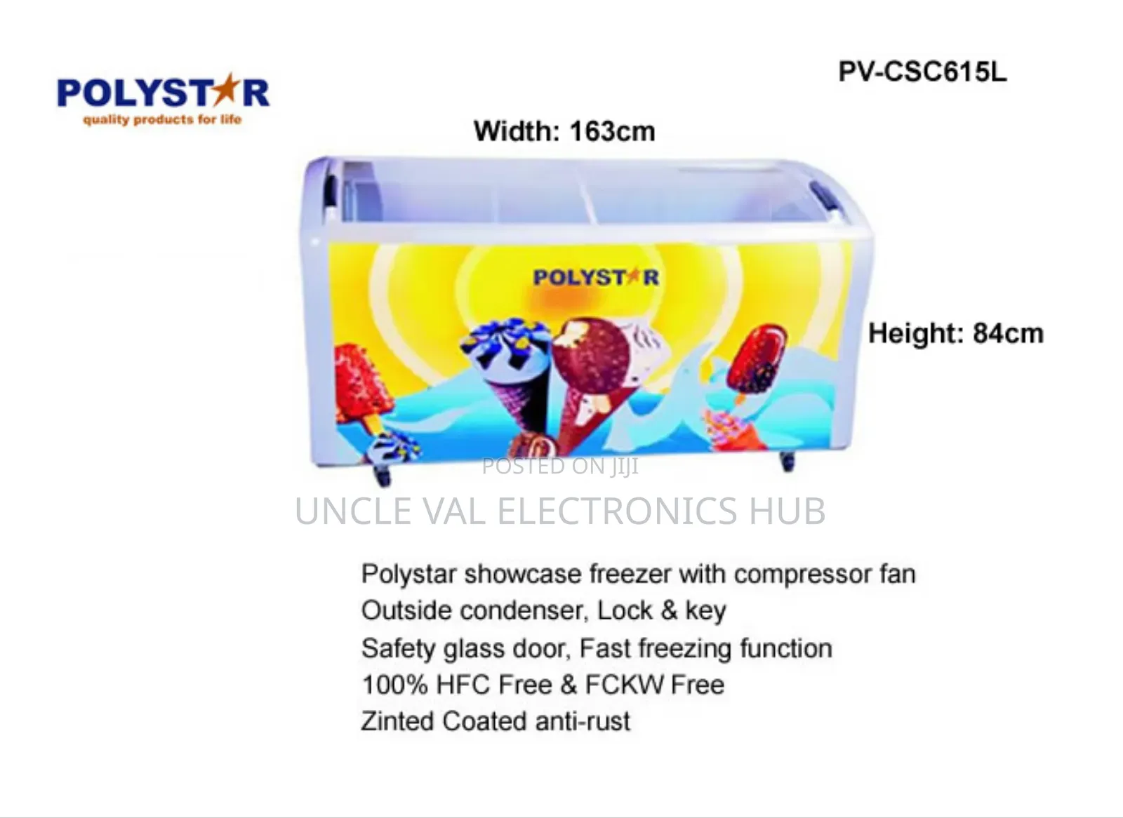 Polystar Showcase Freezer 615l