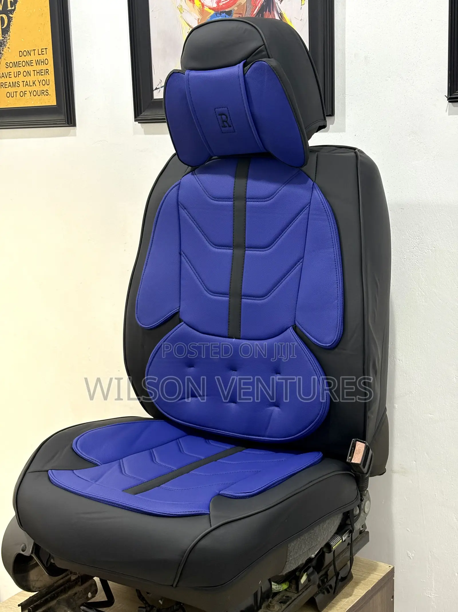 Blue And Black Design Car Seat Cover 5 Seater