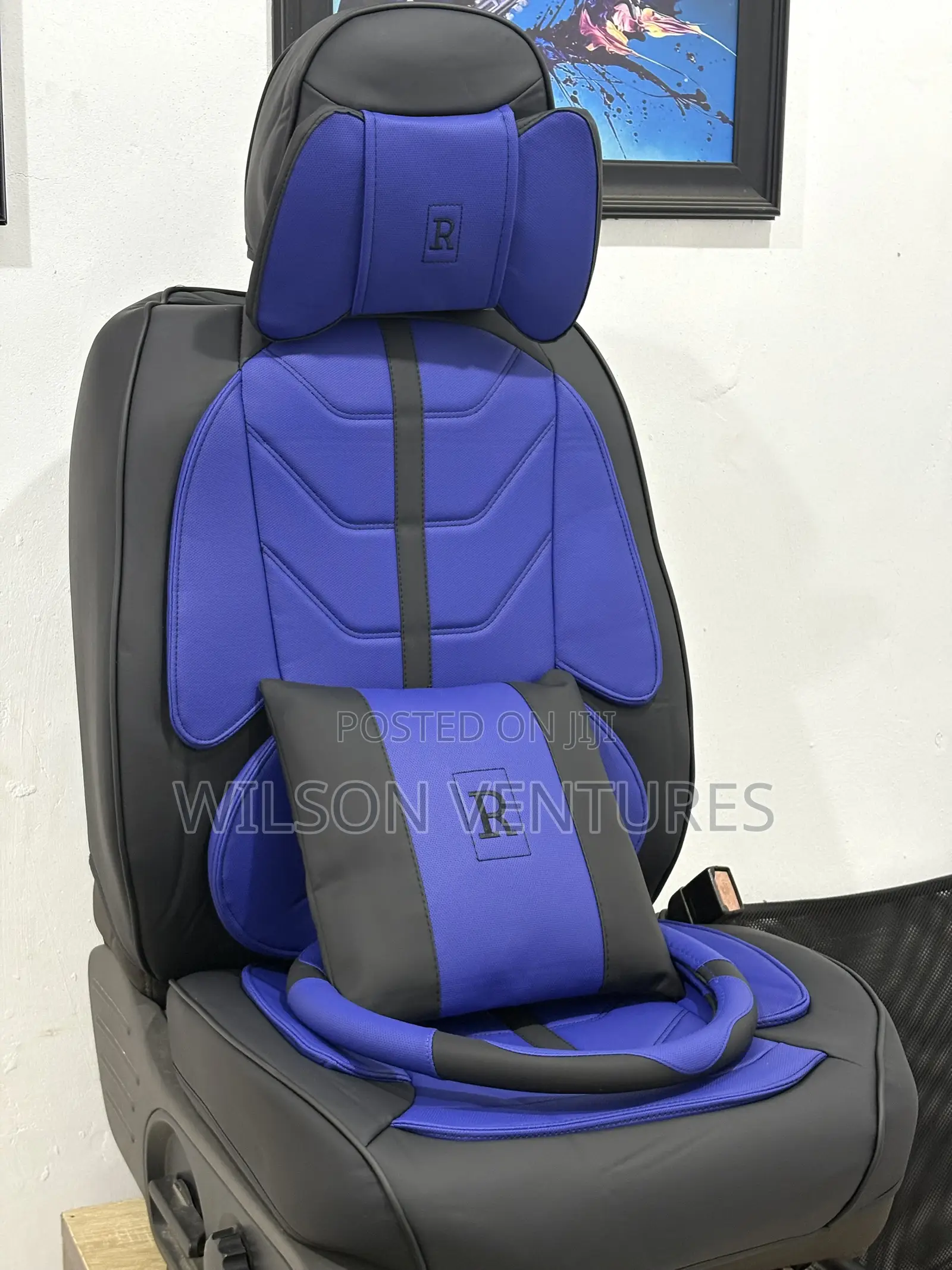 Blue And Black Design Car Seat Cover 5 Seater