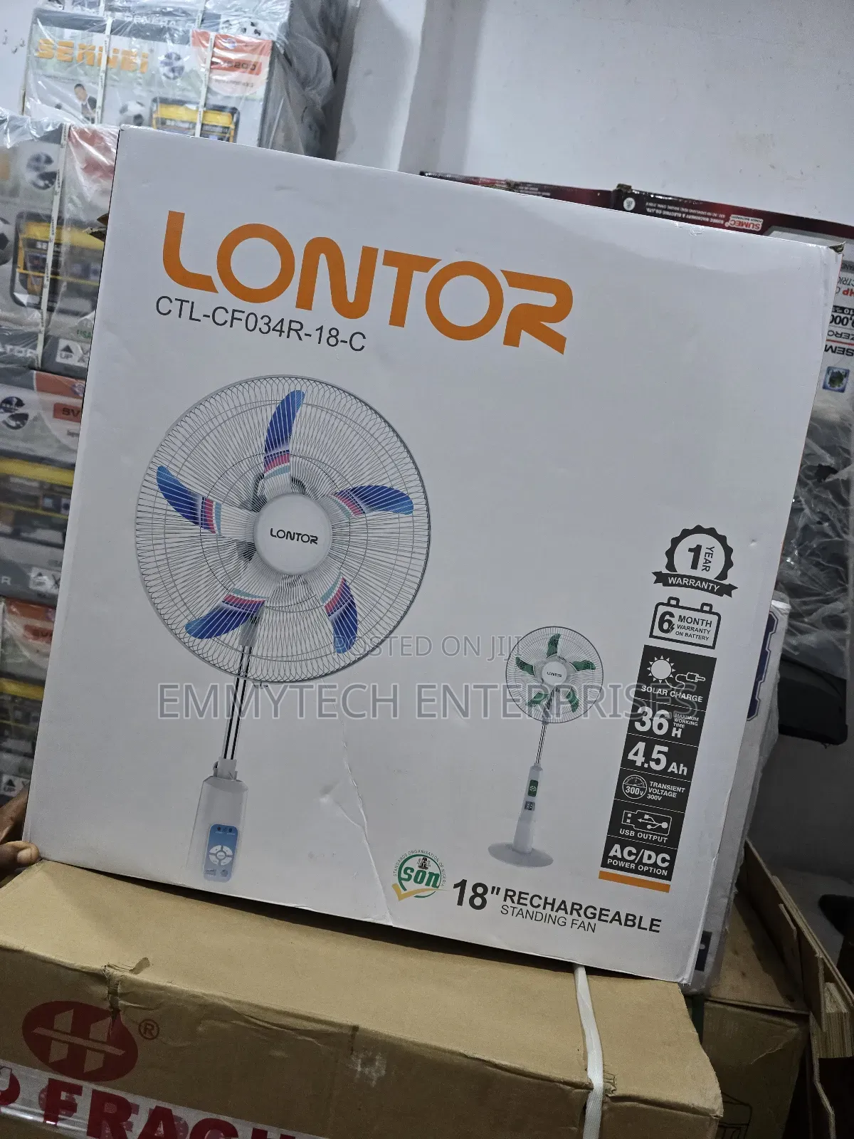 18inch Lontor Rechargeable Standing Fan With Warranty